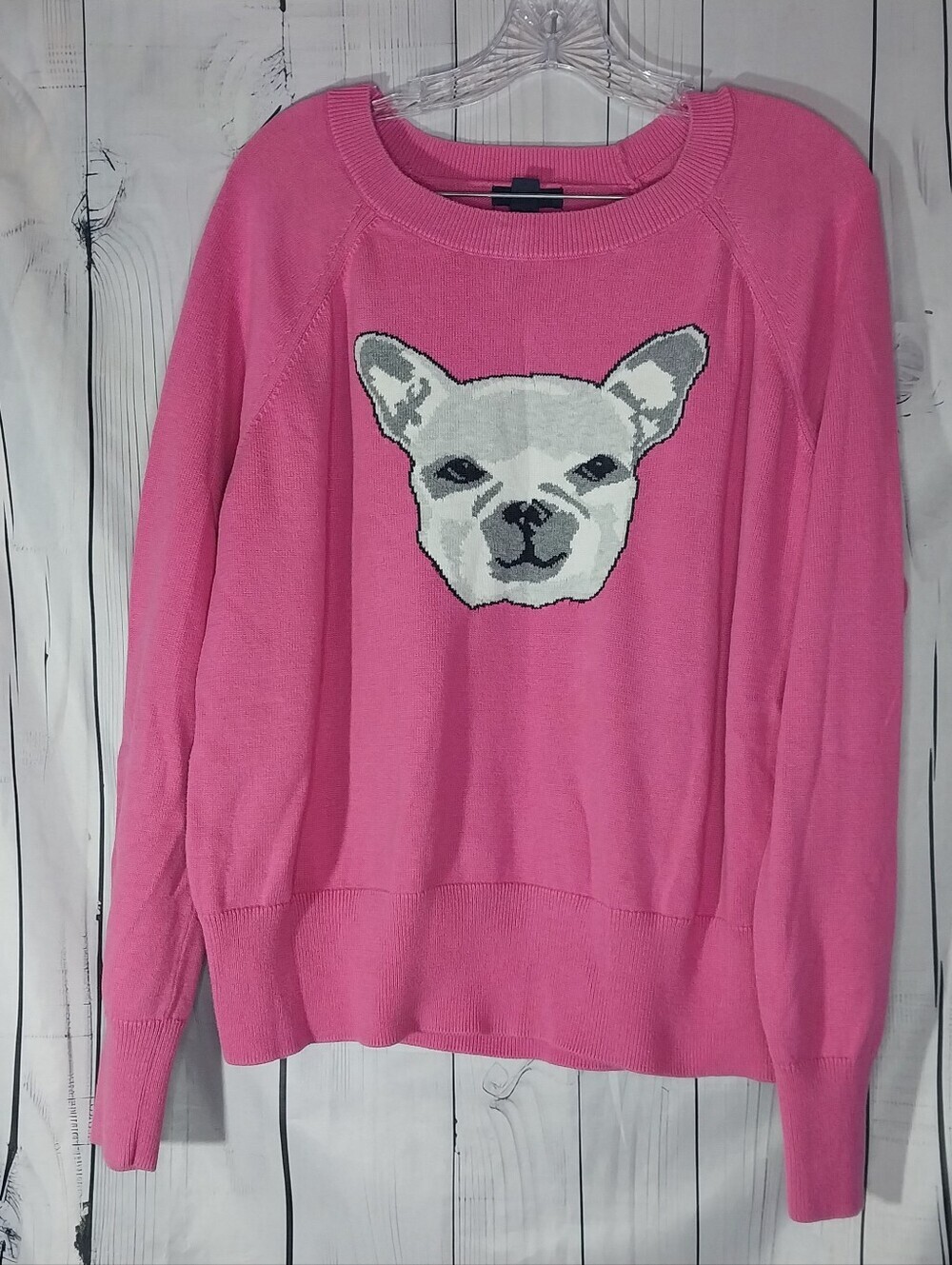 GAP Dog Intarsia Crewneck Preppy Quirky Casual French Bulldog Sweater